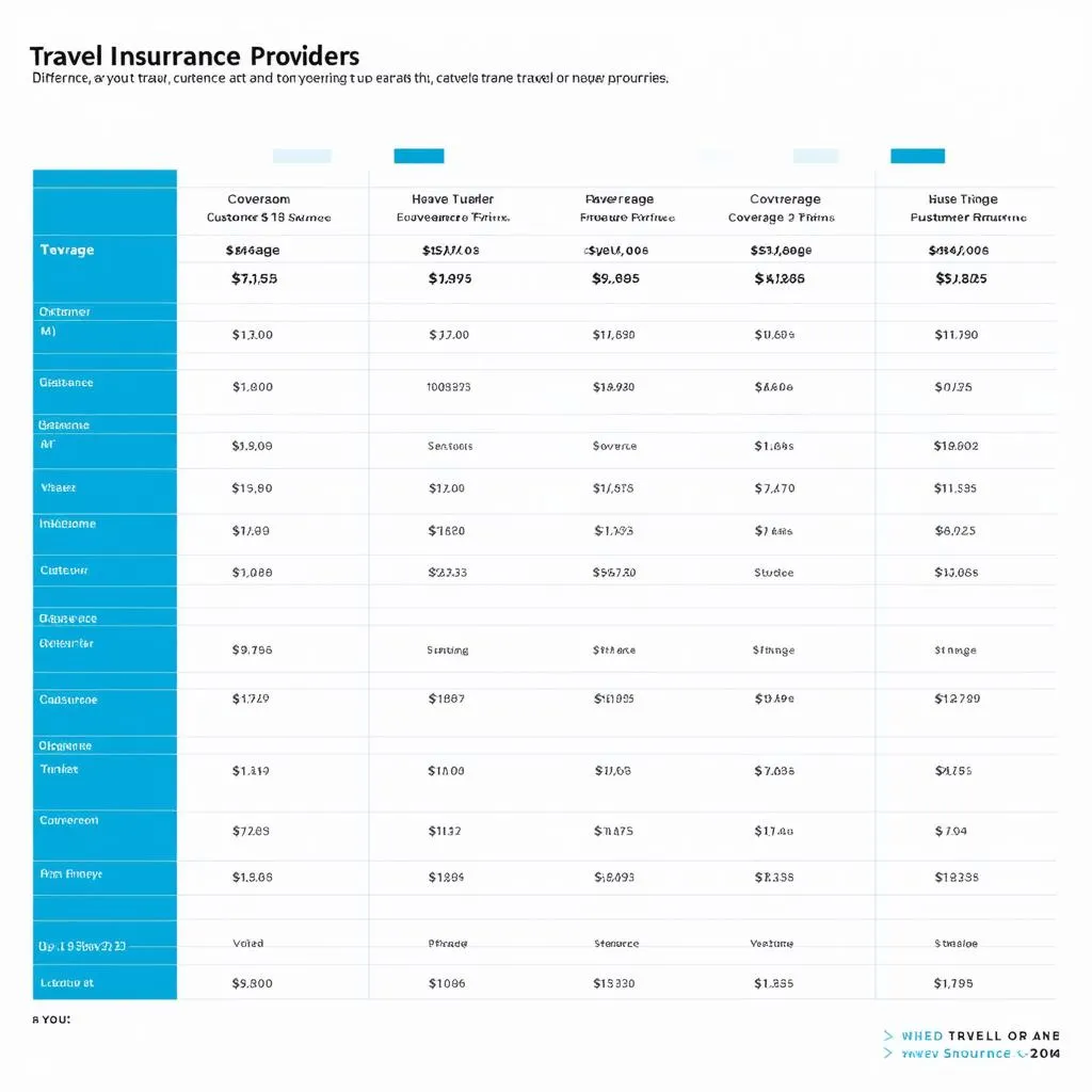 travel insurance options chart